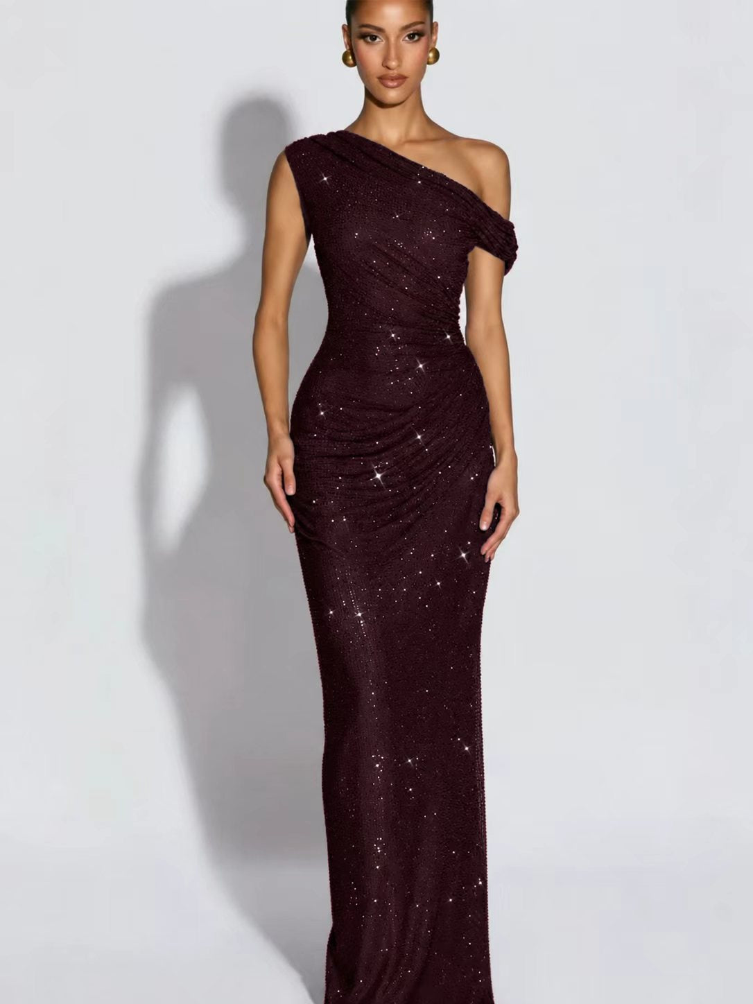 Luna Crystal One-Shoulder Dress