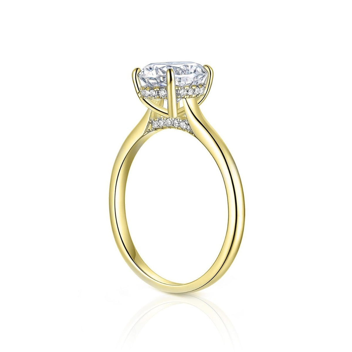 Female copper-plated 14K gold oval zirconia ring