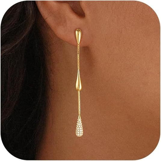 Gold-Tone Waterdrop Tassel Earrings
