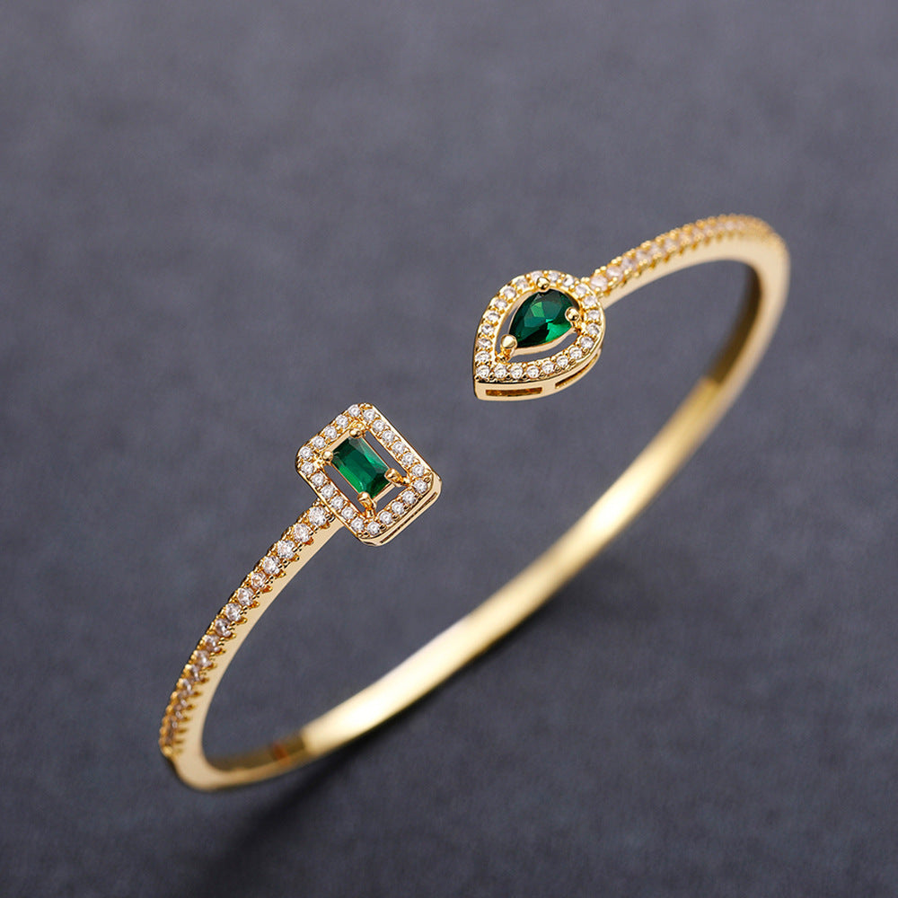 Elegant Zircon Open Bangle Bracelet