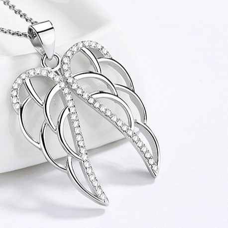Sterling Silver Wing Zircon Necklace Pendant
