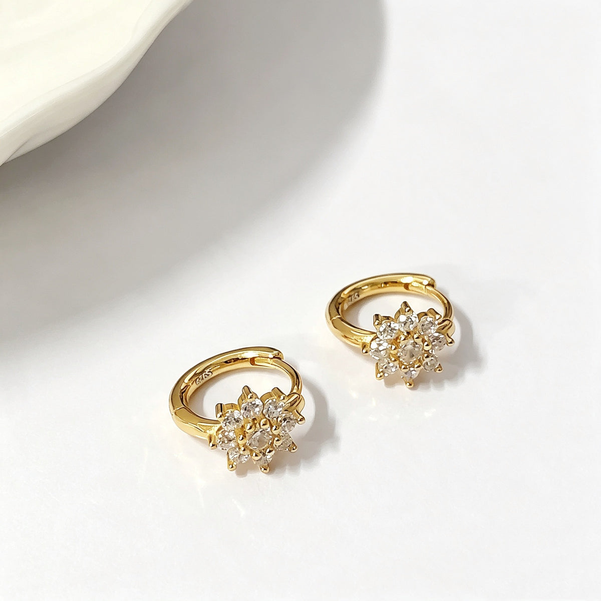 Sterling Silver Zircon Snowflake Earrings