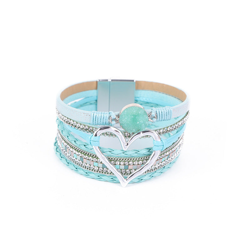 Bohemian Leather Heart Bracelet