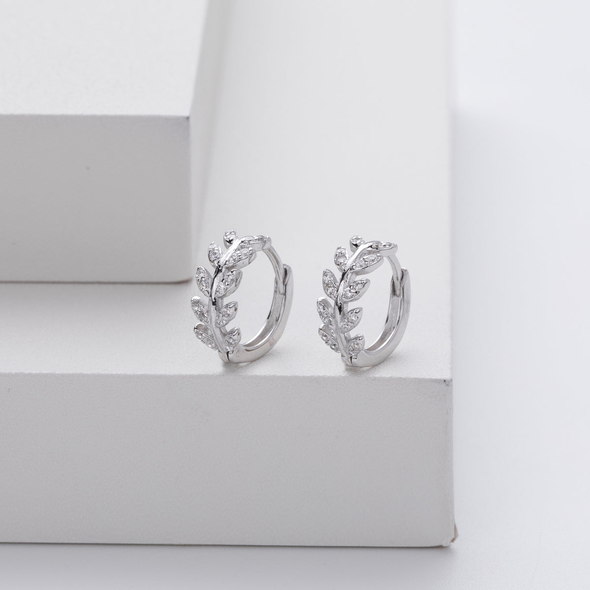 Sterling Silver Wheat-Ear Zircon Earrings