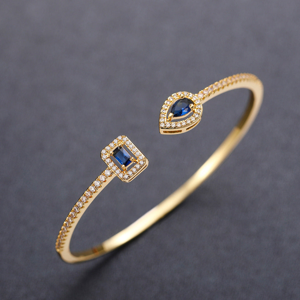 Elegant Zircon Open Bangle Bracelet