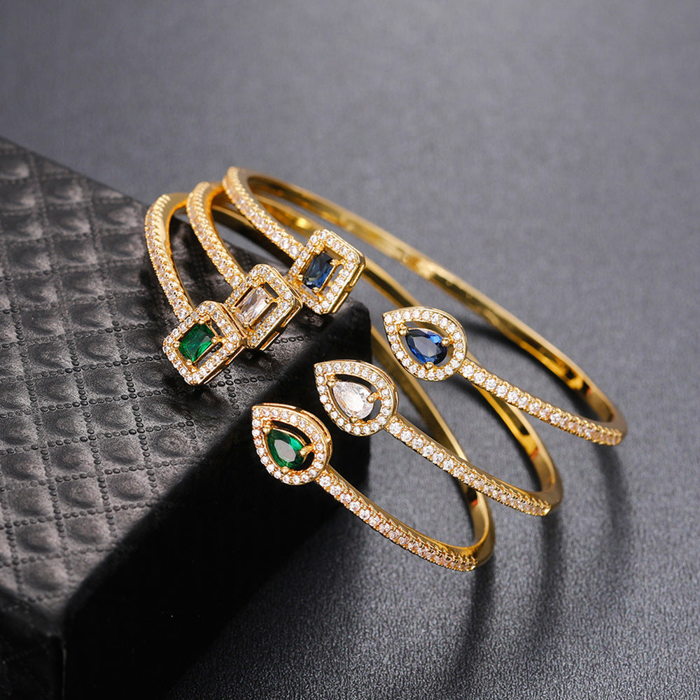 Elegant Zircon Open Bangle Bracelet