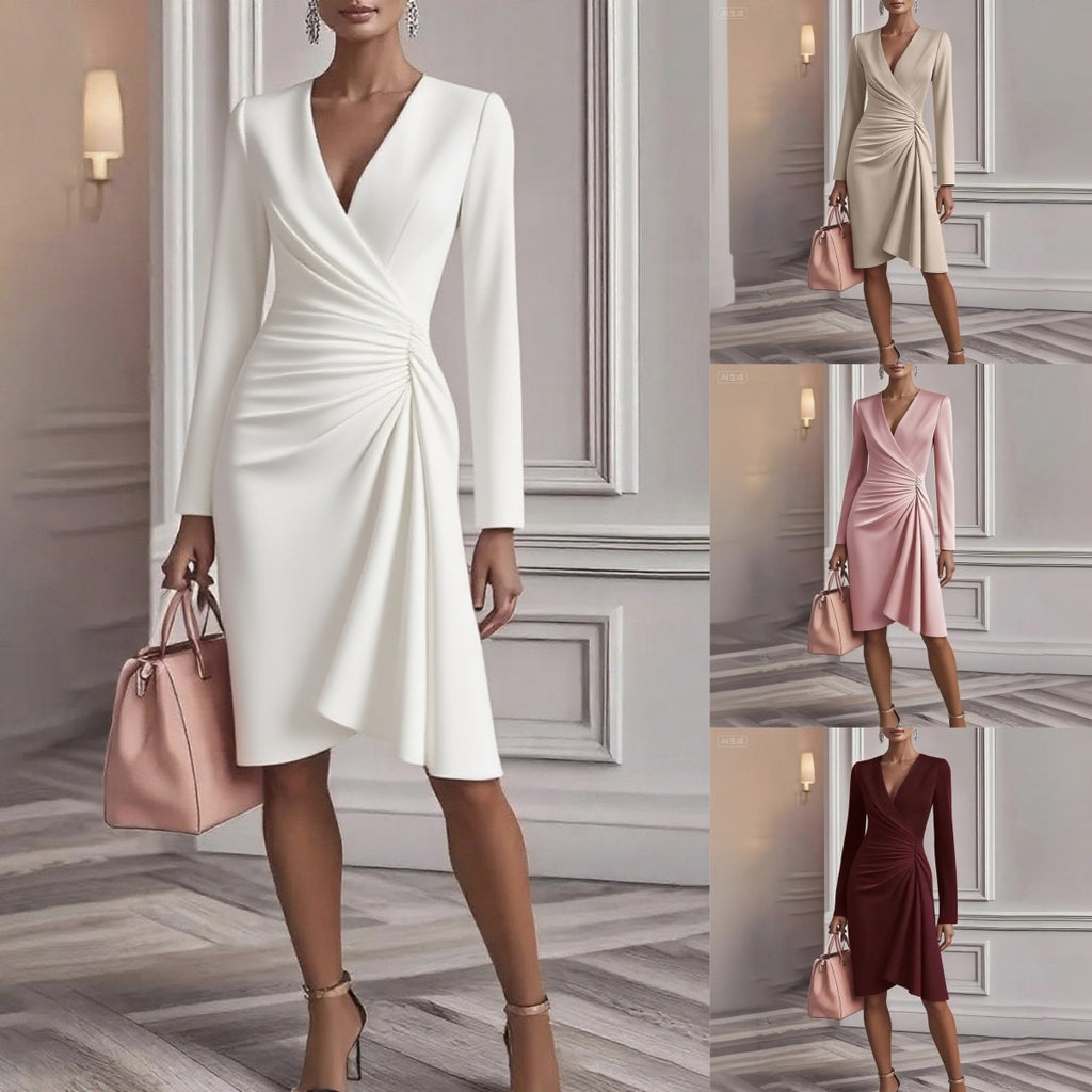 Mia V-Neck Long-Sleeve Dress