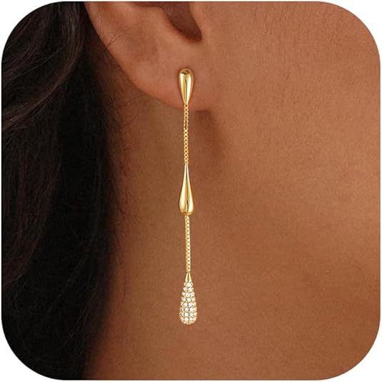 Gold-Tone Waterdrop Tassel Earrings