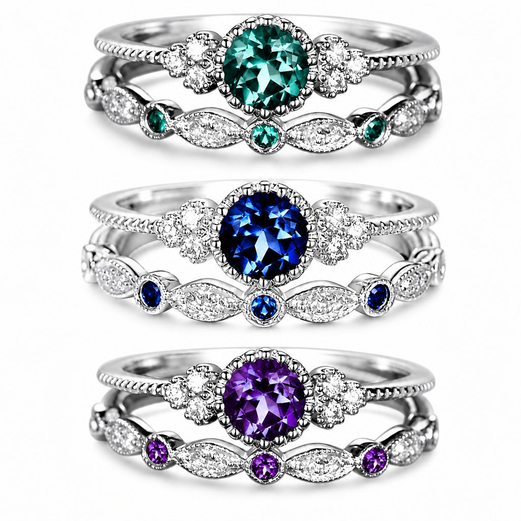 Emerald zircon ring