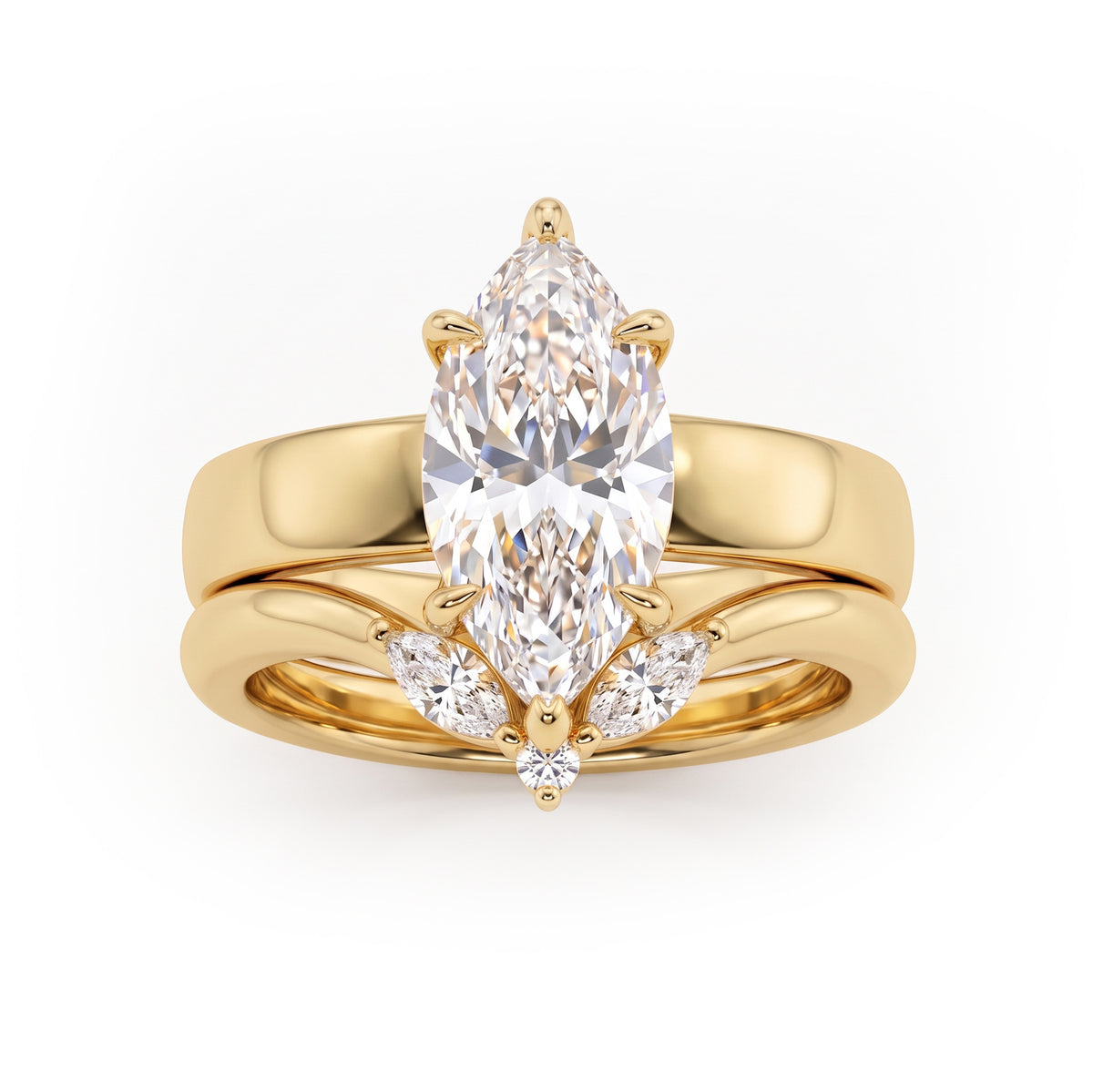 Wide Band Cubic Zirconia Gold Plated Ring