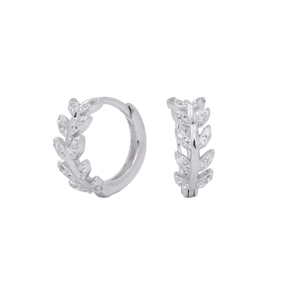 Sterling Silver Wheat-Ear Zircon Earrings