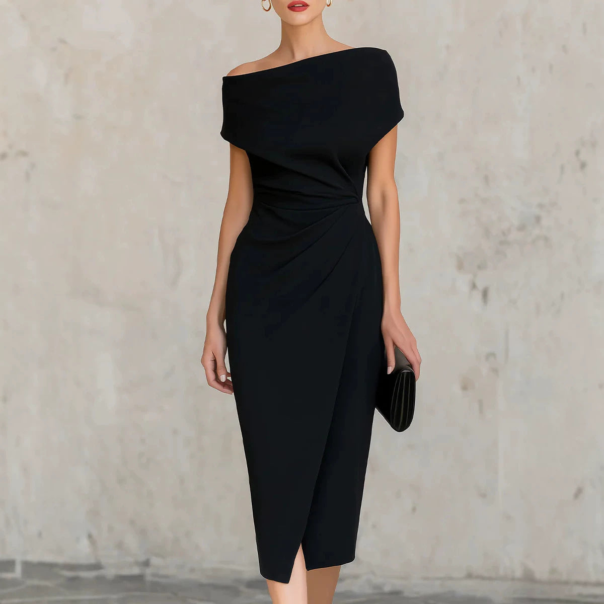 Isabelle Off-Shoulder Pleated Dress