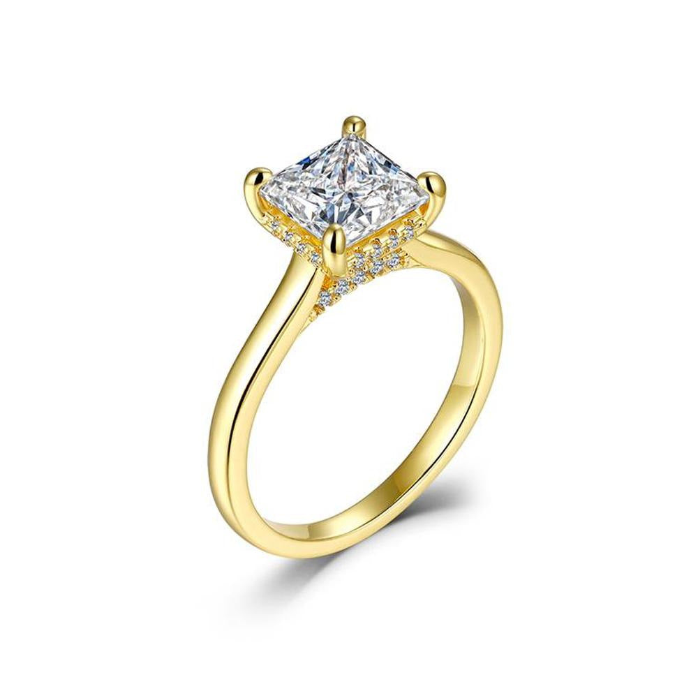 Female copper-plated 14K gold oval zirconia ring