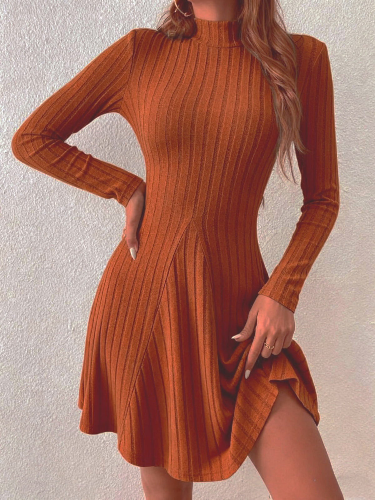 Elena Sculpted Long-Sleeve Dress