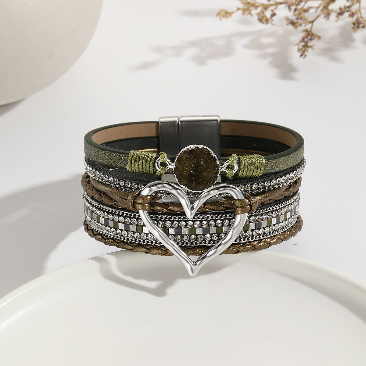 Bohemian Leather Heart Bracelet