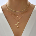 Layered Gold Plated Rose Moon Choker Necklace