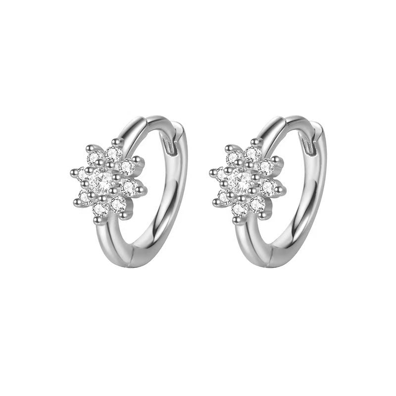 Sterling Silver Zircon Snowflake Earrings