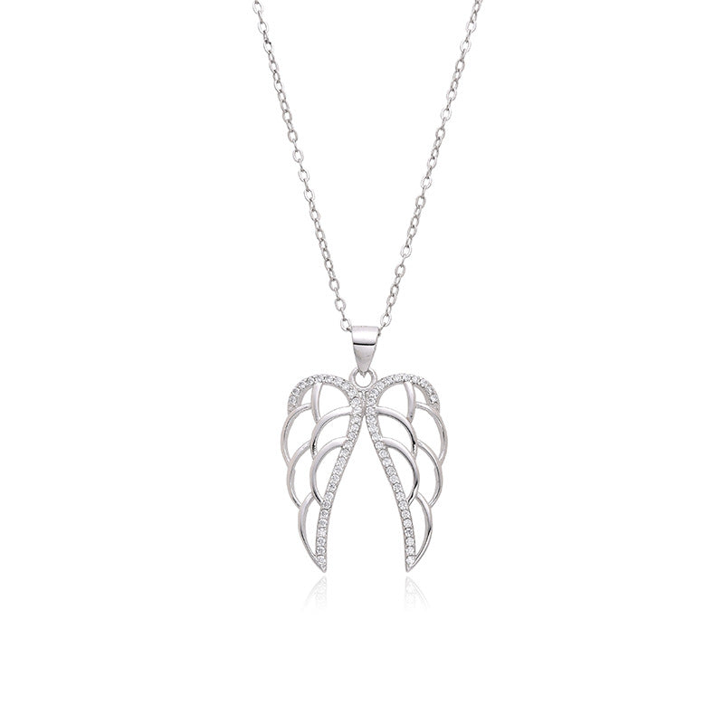 Sterling Silver Wing Zircon Necklace Pendant