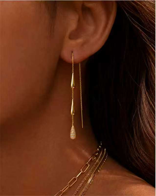 Gold-Tone Waterdrop Tassel Earrings