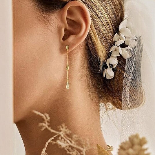 Gold-Tone Waterdrop Tassel Earrings