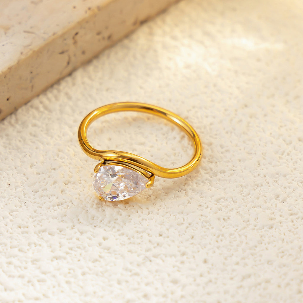 S-Shape Gold Plated Zircon Ring