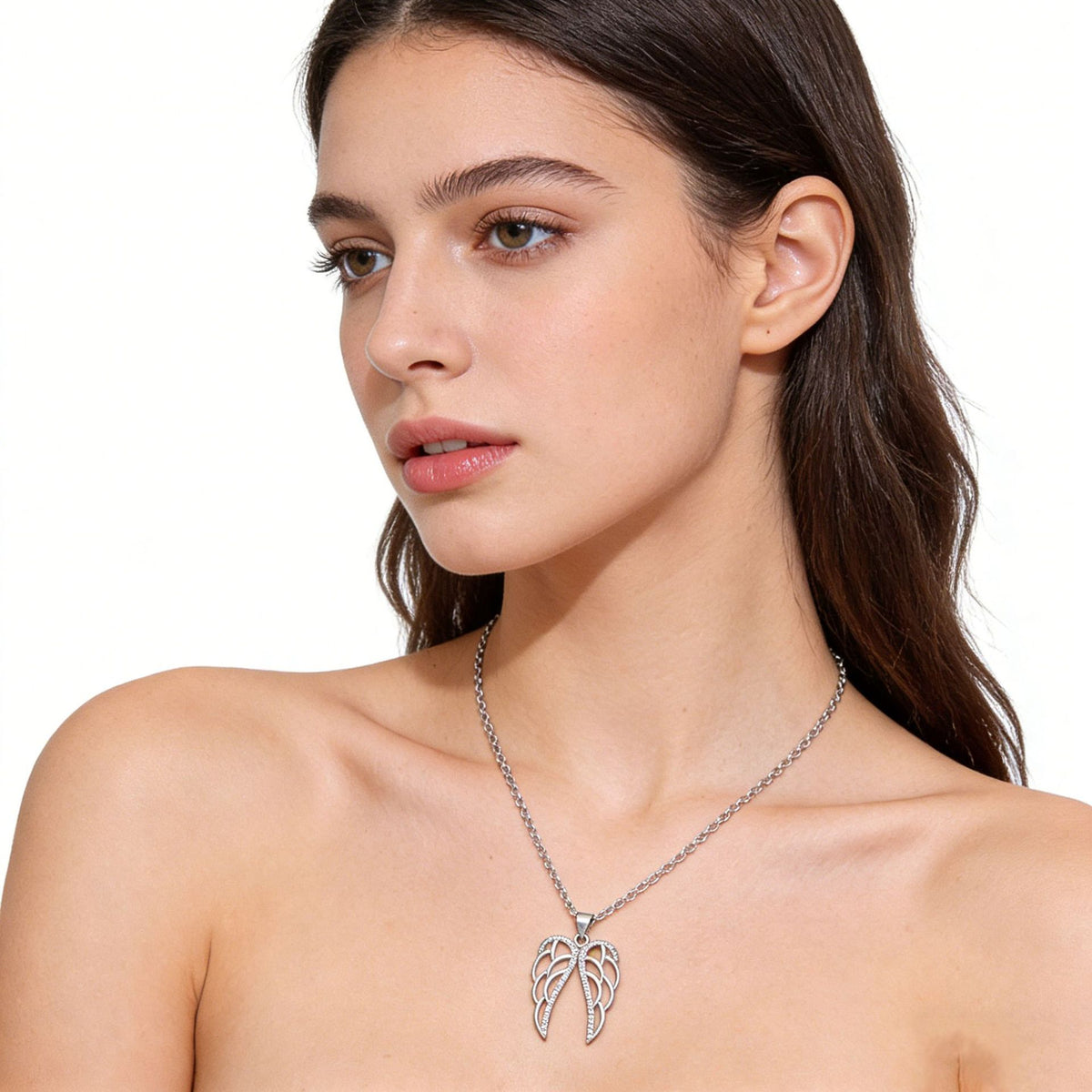 Sterling Silver Wing Zircon Necklace Pendant