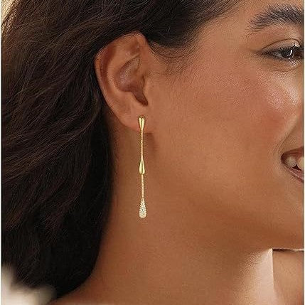 Gold-Tone Waterdrop Tassel Earrings