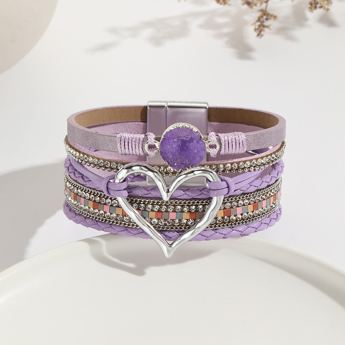 Bohemian Leather Heart Bracelet