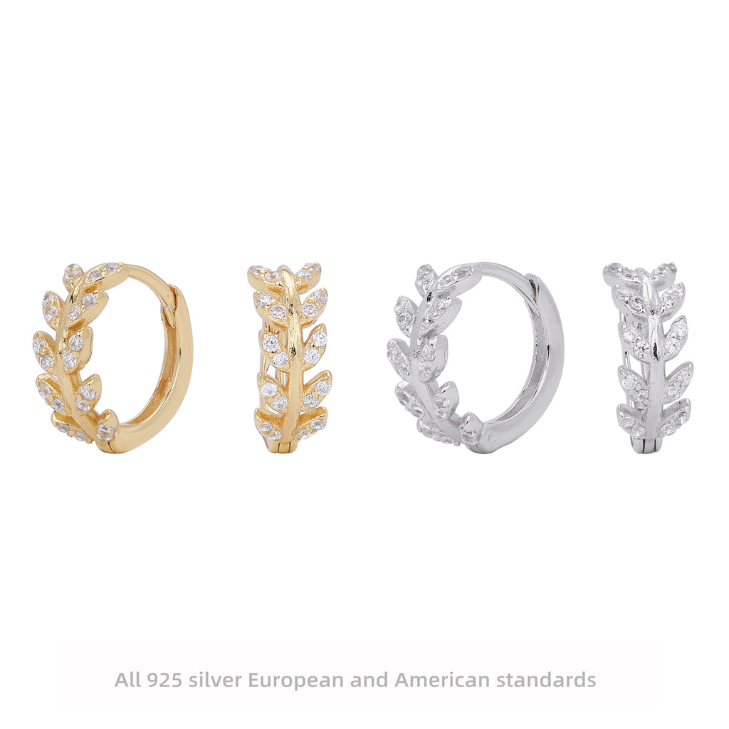 Sterling Silver Wheat-Ear Zircon Earrings