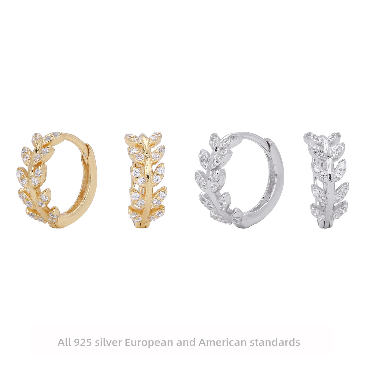 Sterling Silver Wheat-Ear Zircon Earrings