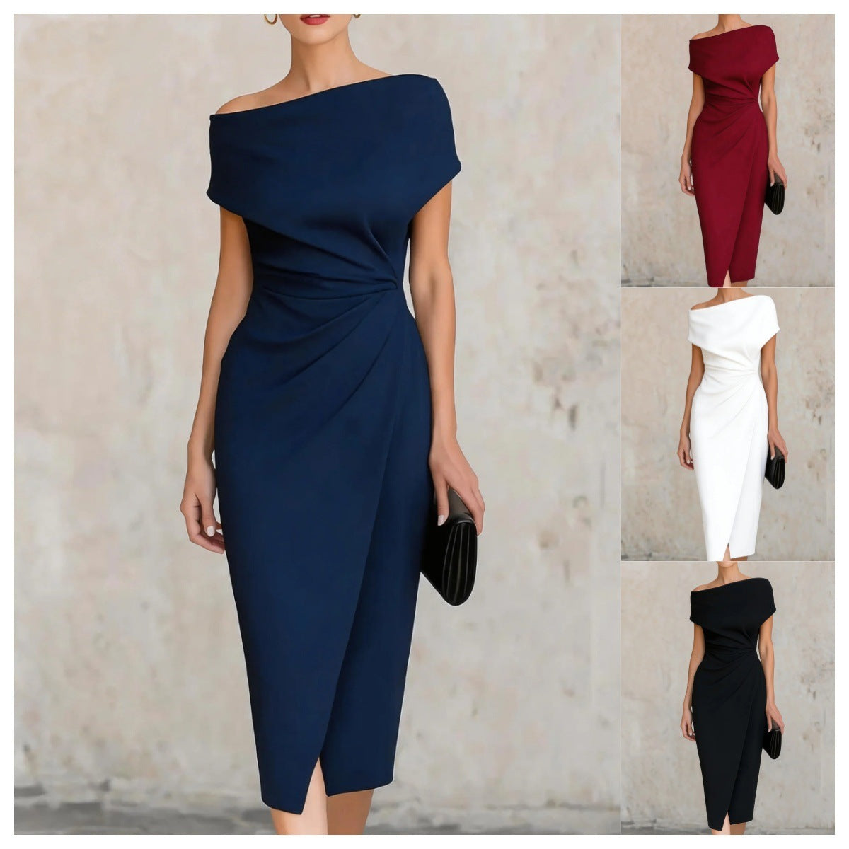 Isabelle Off-Shoulder Pleated Dress