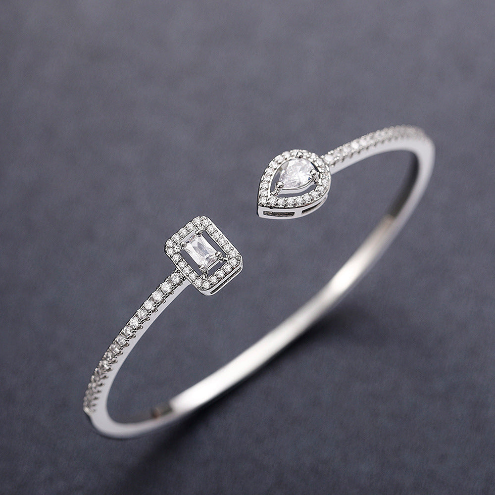 Elegant Zircon Open Bangle Bracelet