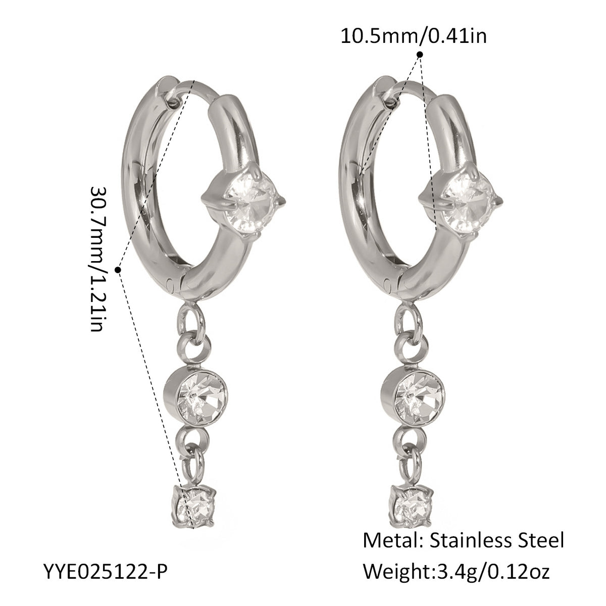 Zircon-Accent Tassel Drop Earrings