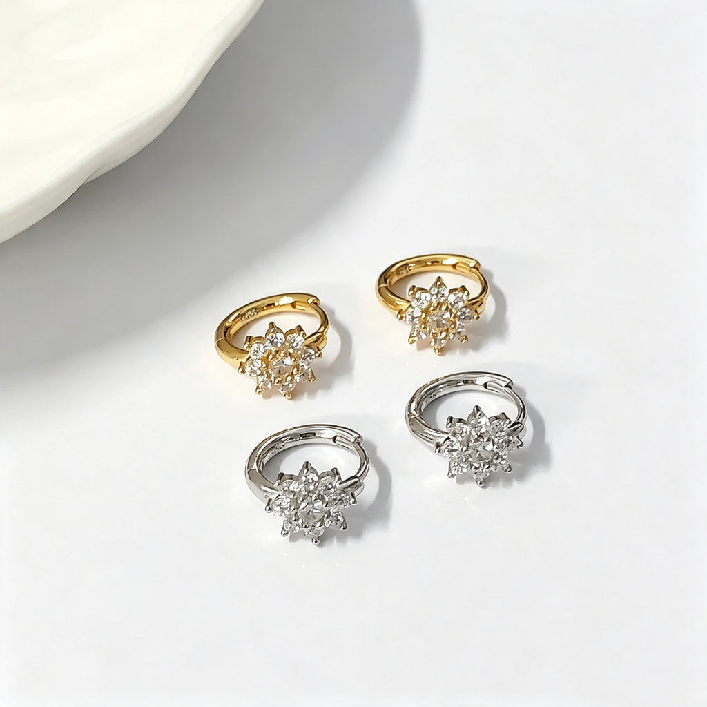 Sterling Silver Zircon Snowflake Earrings