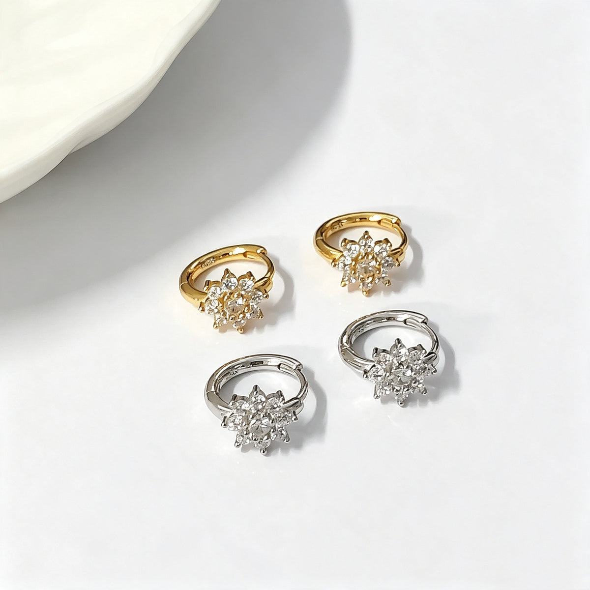 Sterling Silver Zircon Snowflake Earrings