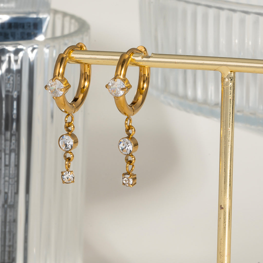 Geometric Tassel Drop Earrings with Diamond Accent