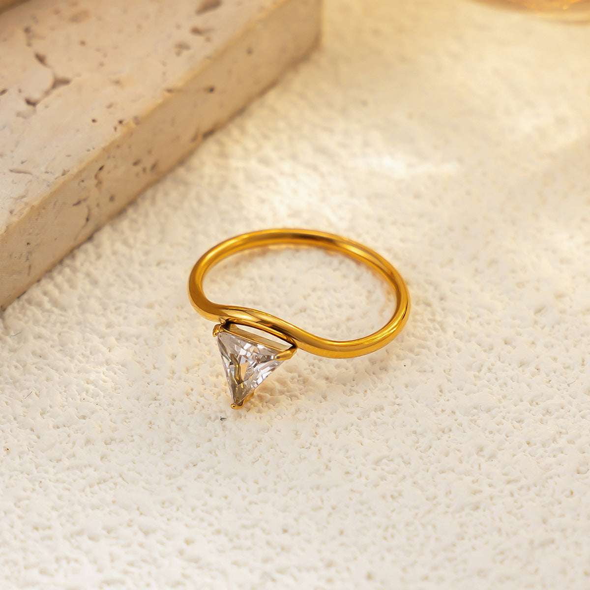 S-Shape Gold Plated Zircon Ring