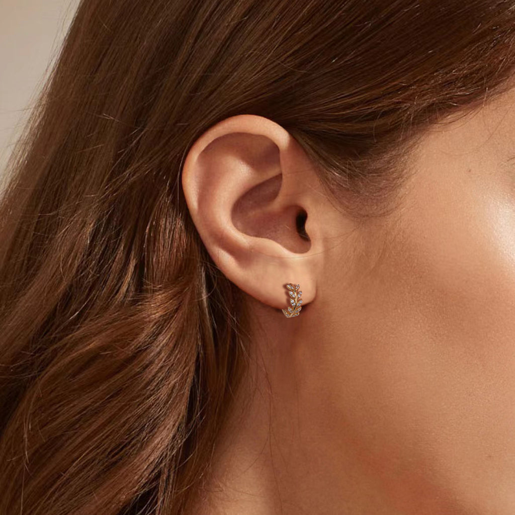 Sterling Silver Wheat-Ear Zircon Earrings
