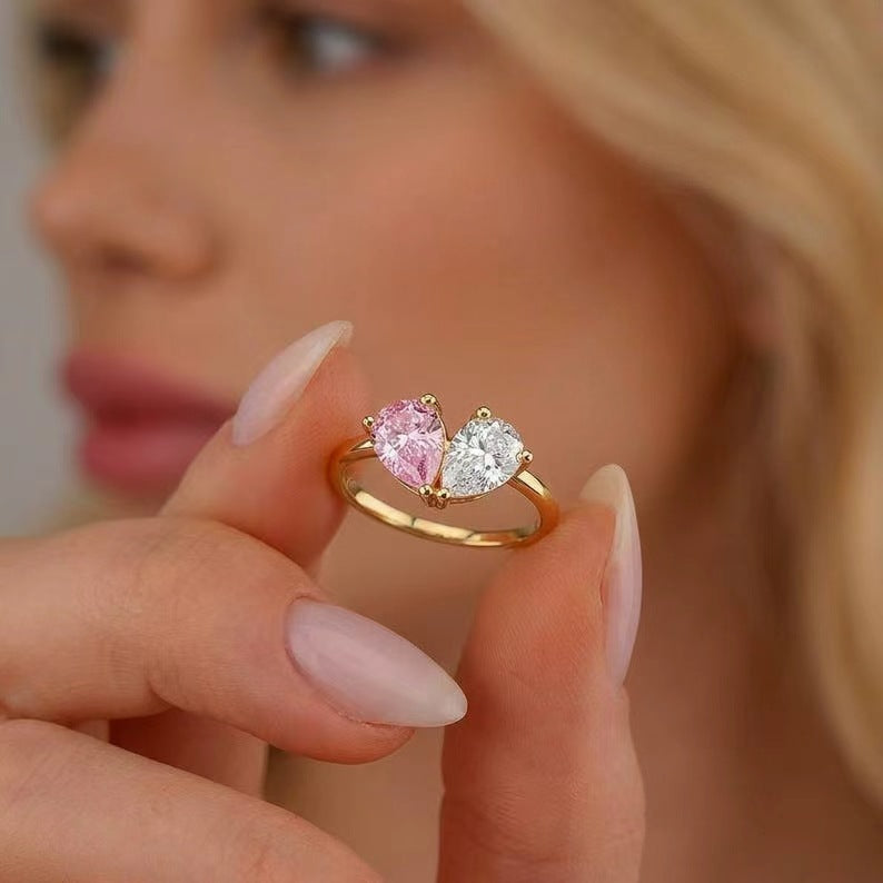 Elegant Water Drop Zircon Ring