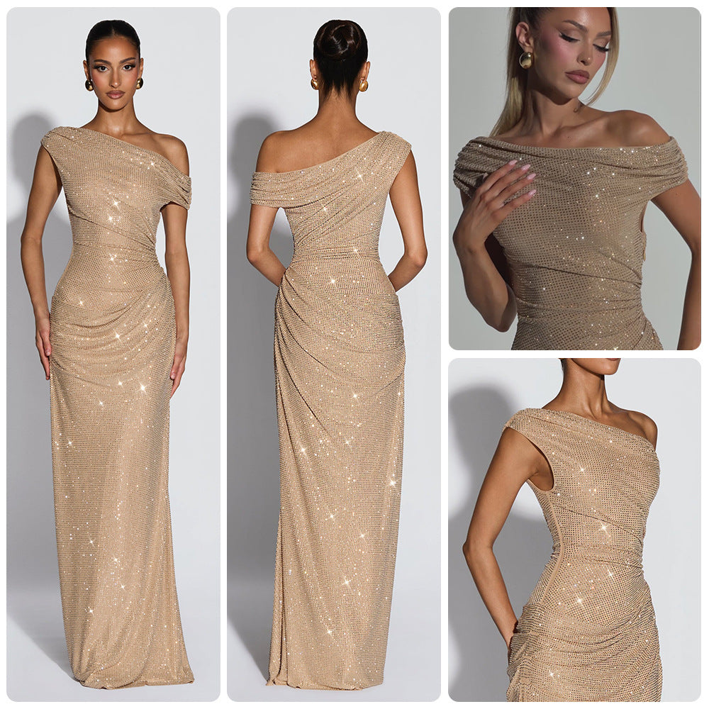 Luna Crystal One-Shoulder Dress