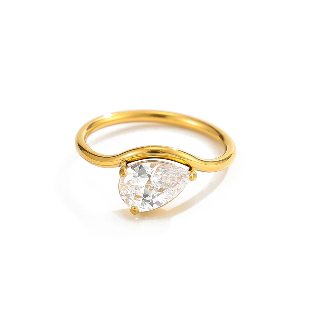 S-Shape Gold Plated Zircon Ring