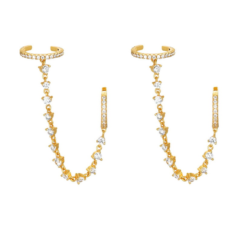 Gold-Tone Geometric Zircon Earrings