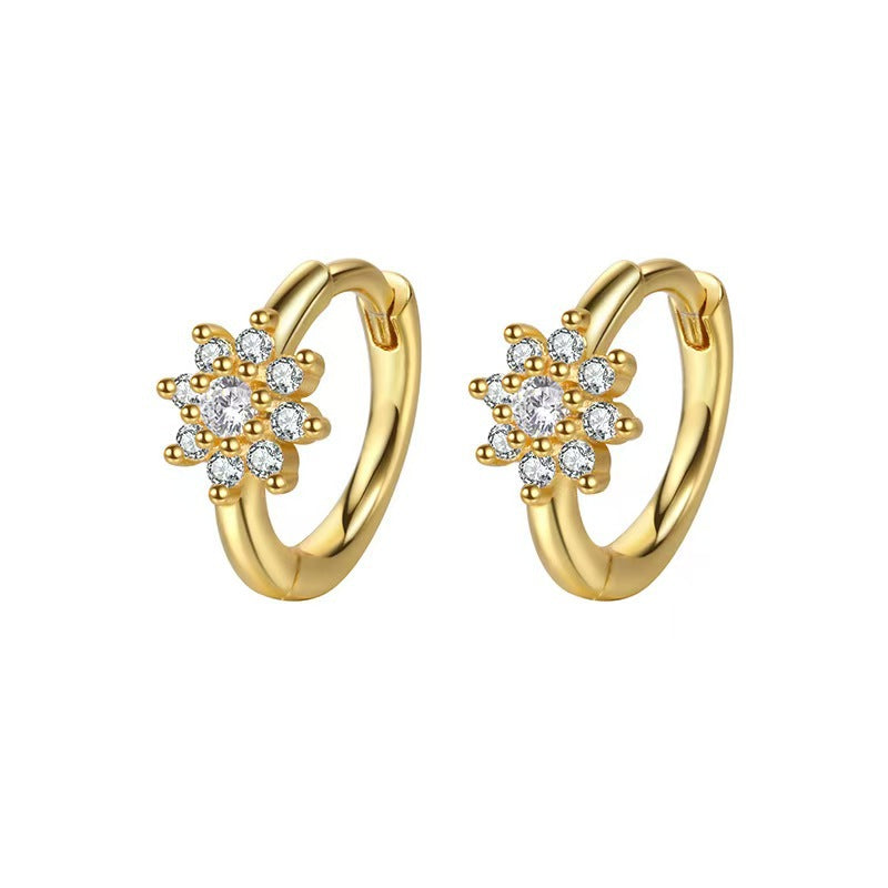 Sterling Silver Zircon Snowflake Earrings