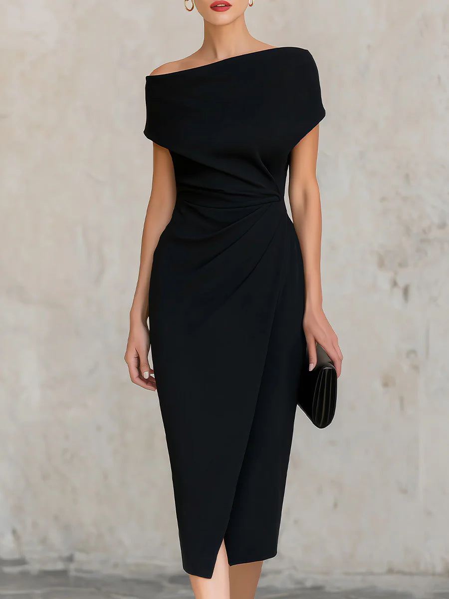 Isabelle Off-Shoulder Pleated Dress