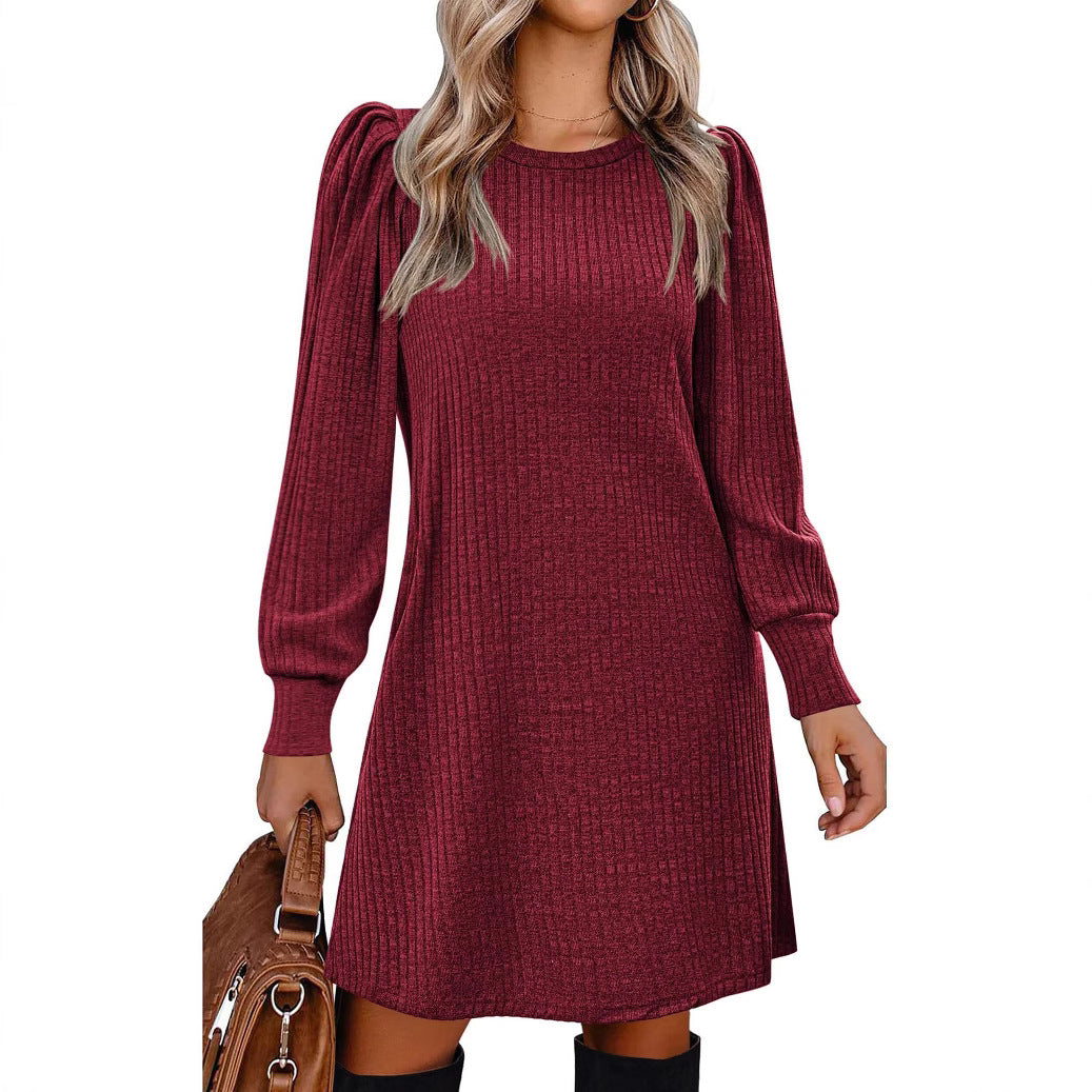 Rose Puff-Sleeve Midi Dress