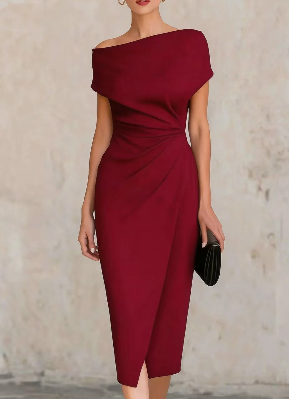 Isabelle Off-Shoulder Pleated Dress