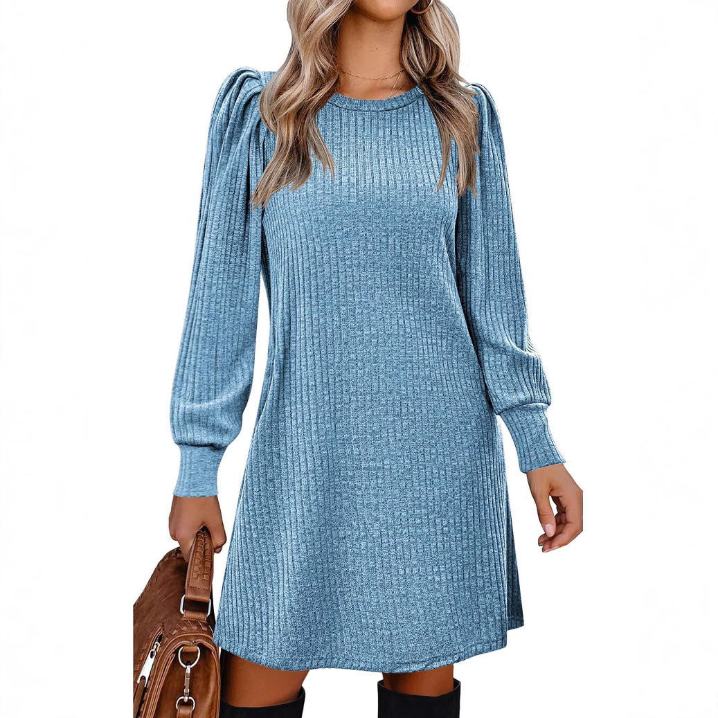 Rose Puff-Sleeve Midi Dress