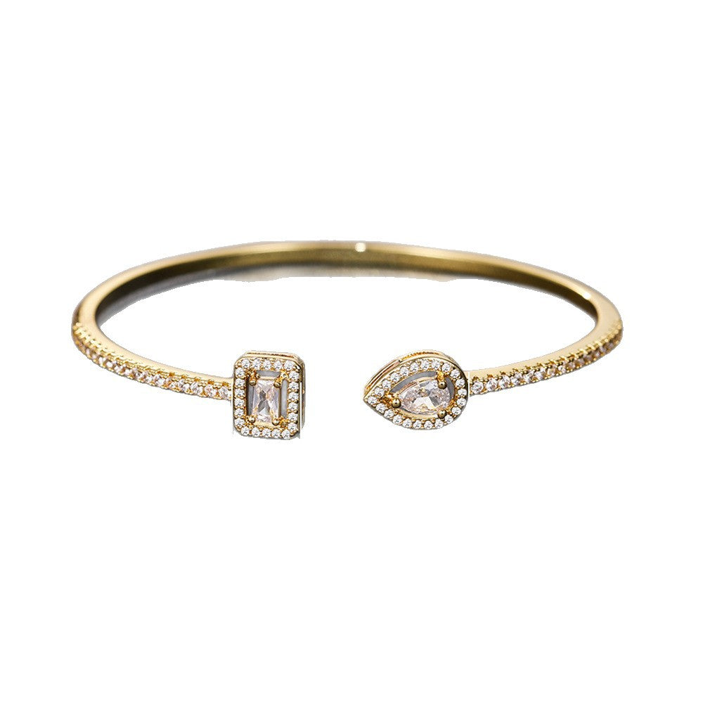 Elegant Zircon Open Bangle Bracelet