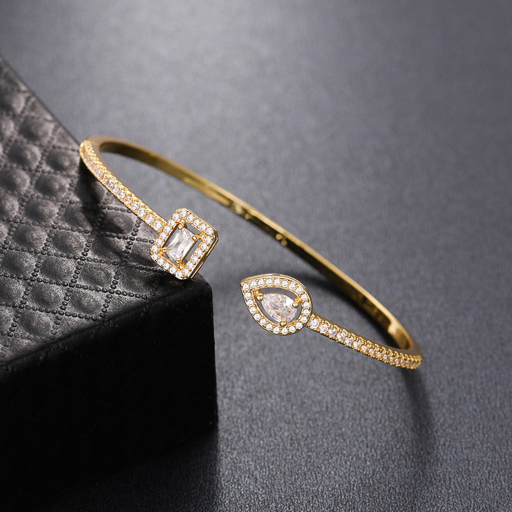 Elegant Zircon Open Bangle Bracelet