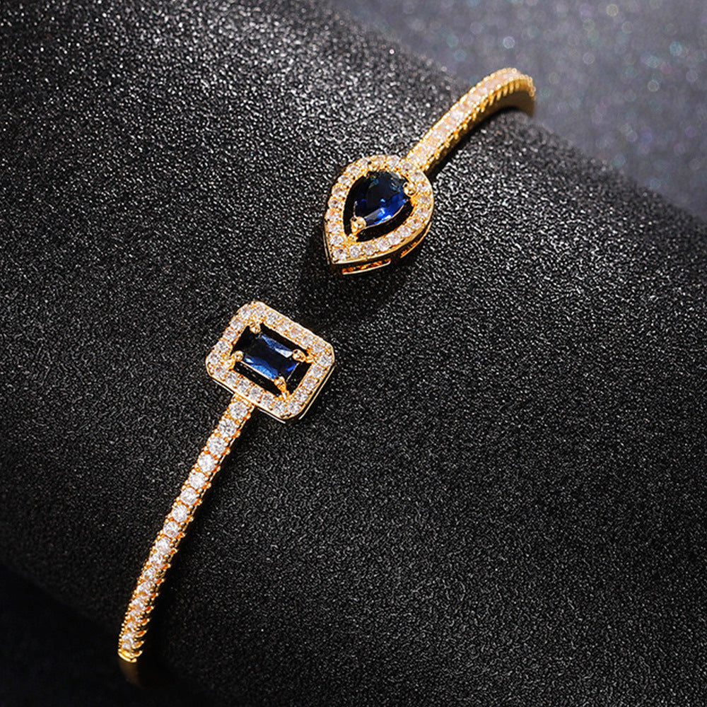 Elegant Zircon Open Bangle Bracelet